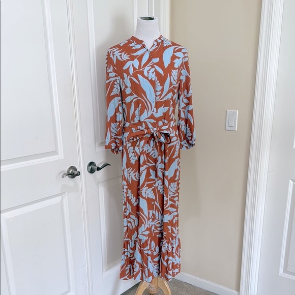 NWOT Hobbs London Magda Full Button 3/4 Sleeve Waist Tie Shirt Dress Size 10 - Picture 3 of 14